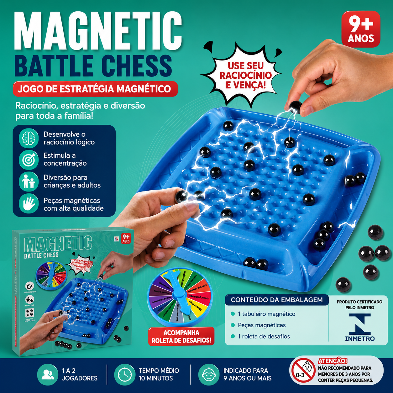 Magnetic Battle Chess – Jogo de Estratégia Magnético para Crianças e Adultos